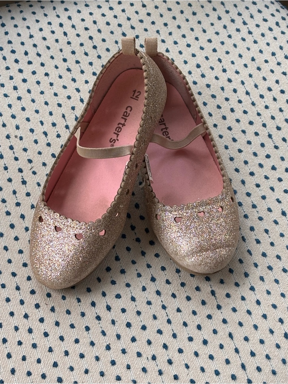 Carter's Glittery Rose Gold Heart-Cut Mary Janes